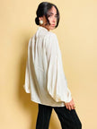 Camicia in seta jaquard con collo alla coreana