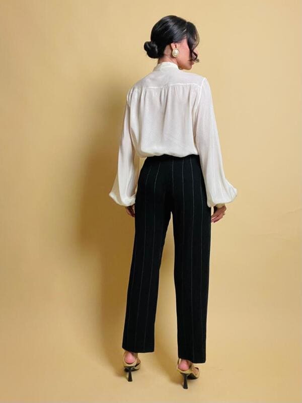 Camicia in seta jaquard con collo alla coreana