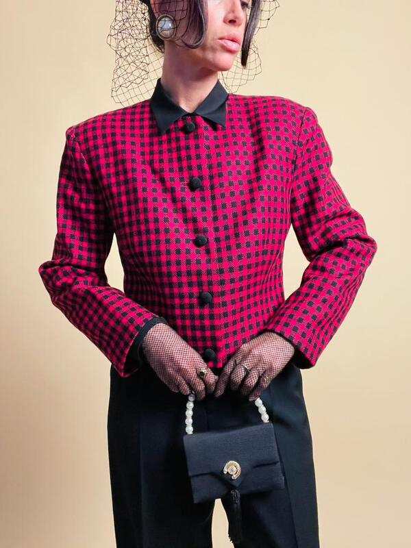 Mini blazer in lana vichy Genny