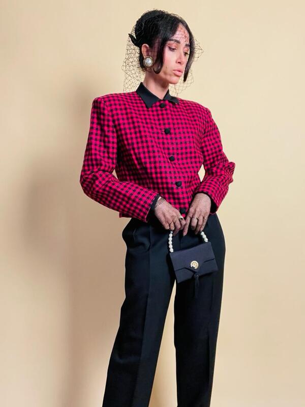 Mini blazer in lana vichy Genny