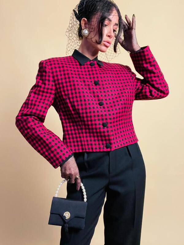 Mini blazer in lana vichy Genny