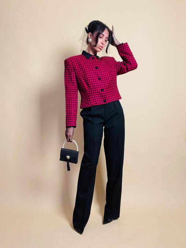 Mini blazer in lana vichy Genny