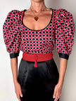 Collier vintage Yves Saint Laurent con ciondolo a forma di cuore firmato e cabochon rosso