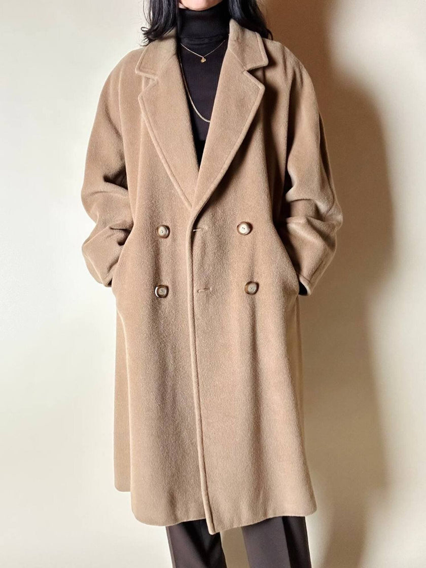 Vintage-Mantel von Marina Basic aus Kamelhaar-Woll-Kaschmir-Mix