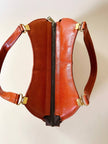 Borsa in pelle arancione zucca con doppi manici e hardware oro