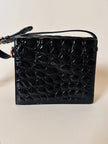 Borsa in pelle nera lucida stampa cocco “Gianfranco Ferré”