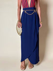 Gonna Yves Saint Laurent modello lungo a portafoglio blu oltremare