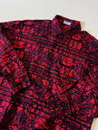 Camicia rossa e nera fantasia etnica in seta thai