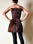 Mini abito con gonna a palloncino in cavallino leopardato