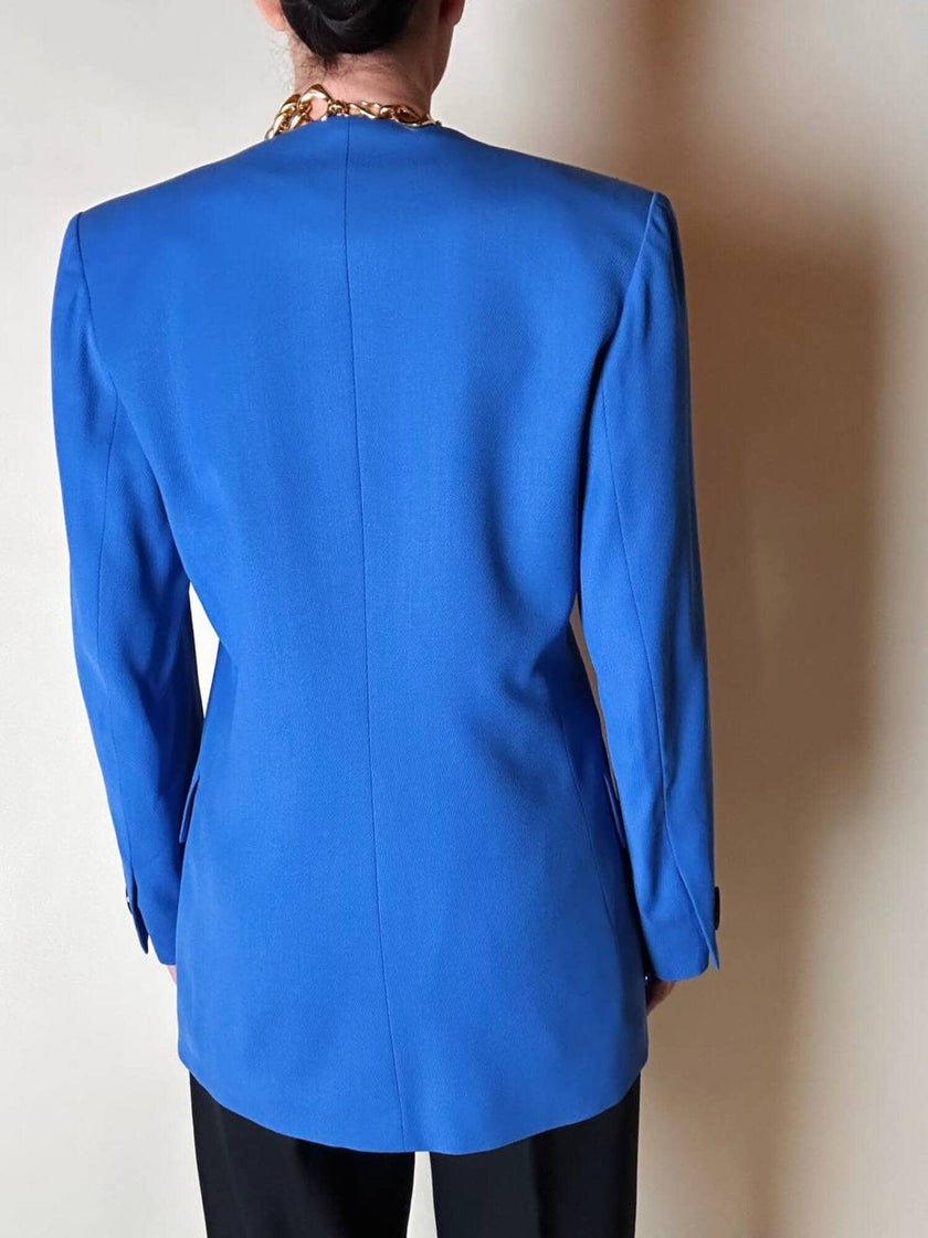 Blazer vintage Yves Saint Laurent in lana blu cobalto