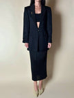 Blazer vintage State of Claude Montana in tessuto jacquard nero bacchettato