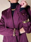 Blazer doppiopetto in rasato di lana gessato color burgundy “Gianni Versace”