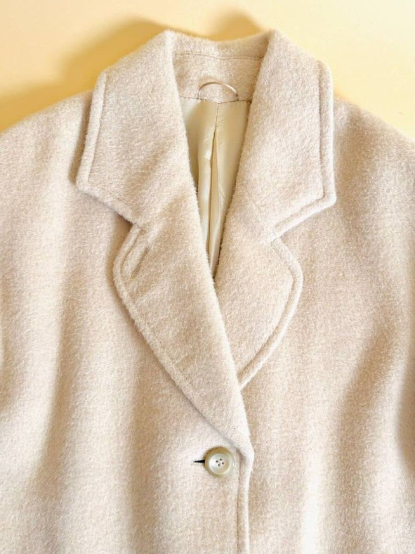 Cappotto sartoriale in lana e alpaca color panna