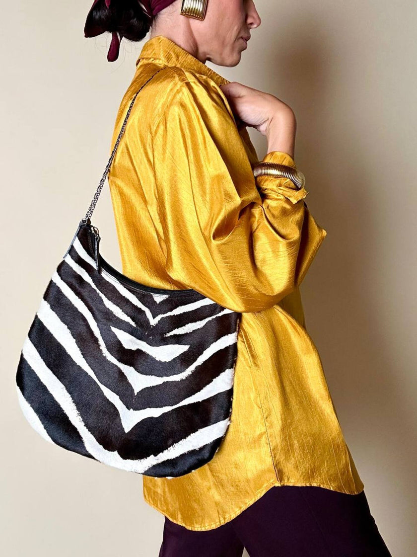 Camicia oversize in raso stropicciato color zafferano