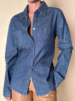 Camicia Fendissime in denim blu con bottoni  moneta da 10 lire