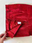 Tailleur pantalone rosso in shantung di seta grezza