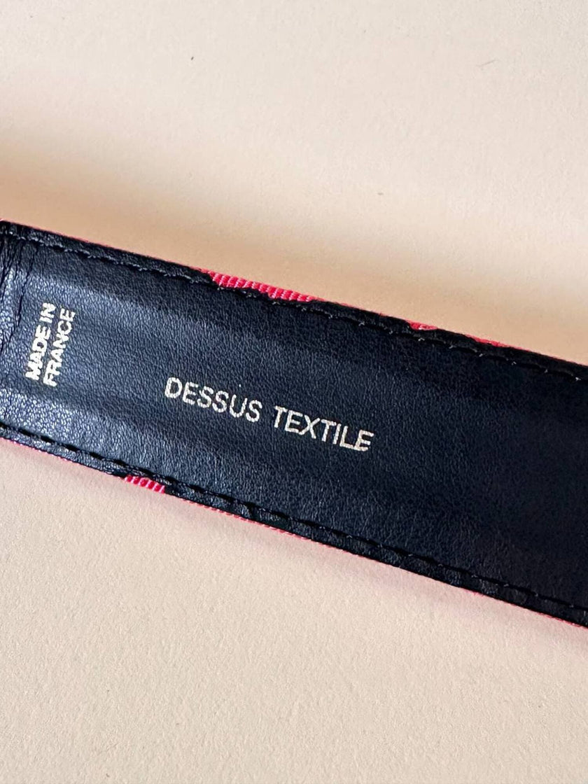 Cintura in gros grain fucsia con fibbia logata color oro “Yves Saint Laurent”