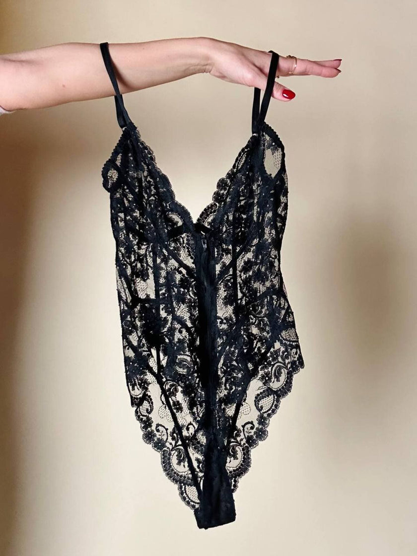 Body perizoma in pizzo nero “La Perla”
