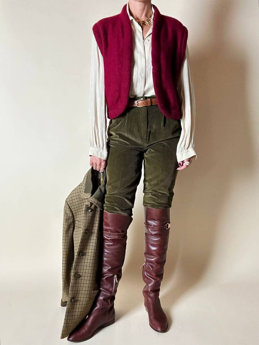 Gilet Yves Saint Laurent Tricot in lana Borgogna