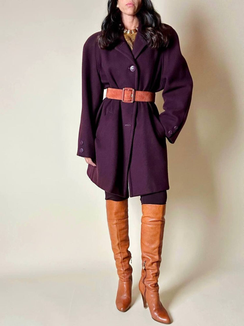 Cappottino oversize in lana color prugna Confezioni Adri