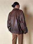 Bomber aviator in pelle color cioccolato “Laps”