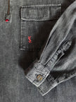 Blusa Yves Saint Laurent oversize in denim grigio con zip e logo ricamato