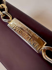 Fendissime handbag in burgundy brushed leather with gold chain jewel handle and detachable shoulder strap
