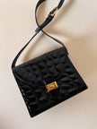 Borsa in pelle nera lucida stampa cocco “Gianfranco Ferré”