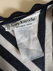 Camicetta vintage Guy Laroche con motivo chevron bianco e nero profili ondulati e bottoni dorati