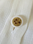 Camicia in raso avorio con bottoni gioiello “Divina”