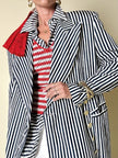 Blazer doppiopetto a righe bianche e blu “Mondí”