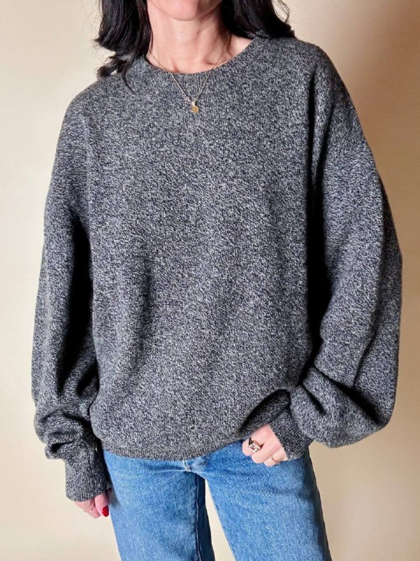 Maglione vintage Ballantyne modello oversize in lana grigio mélange