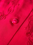 Camicia vintage in pura seta rossa con ricamo a mano