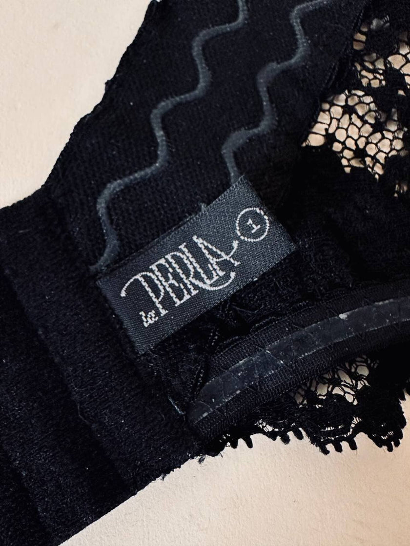 Bustier nero in pizzo macramè “La Perla”