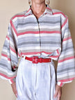 Camicia Yves Saint Laurent a righe multicolori con manica a pipistrello