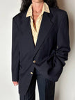 Blazer vintage Enrico Coveri You Young in rasato di lana blu notte con bottoni dorati