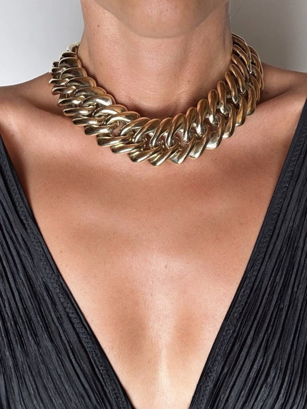 Collier vintage Yves Saint Laurent a maglie gourmette oversize oro