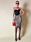Longuette leopardata con riporti in tela grigia “D&G”