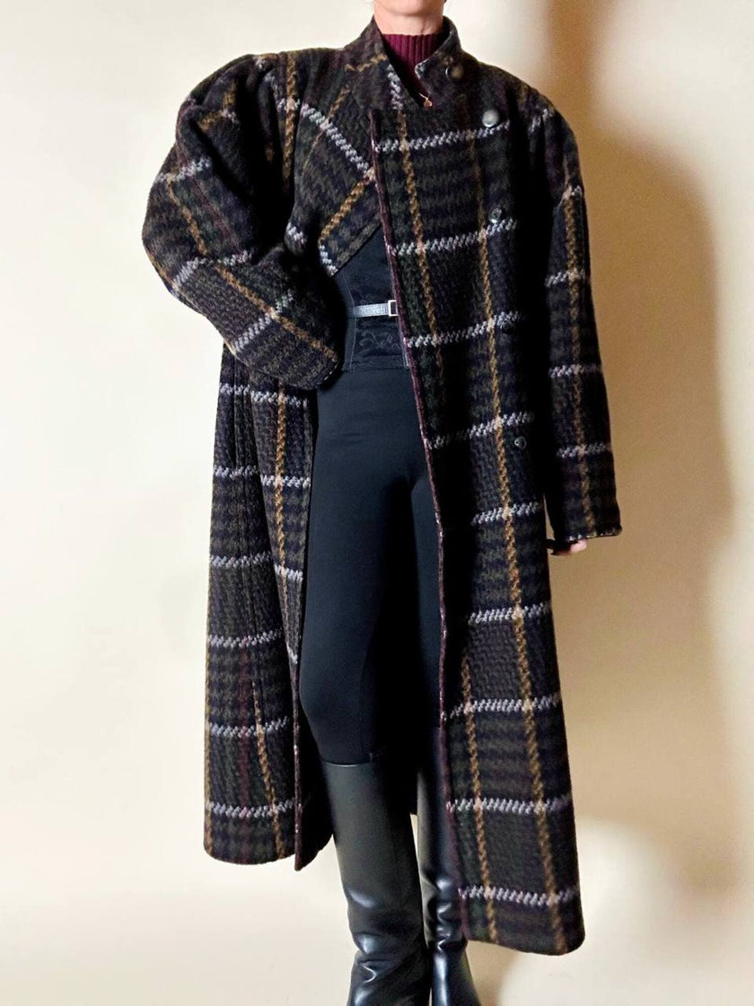 Cappotto lungo in pura lana vergine  fantasia tartan Fashion By Classic