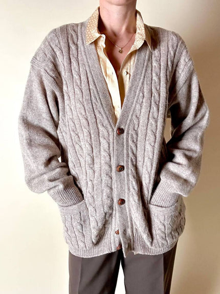 Cardigan Yves Saint Laurent vintage in lana beige con bottoni berlebeck