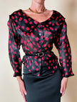 Camicia in organza nera fantasia rose rosse “Byblos”