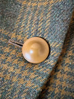 Blazer Yves Saint Laurent de lana con estampado de Príncipe de Gales verde y ocre