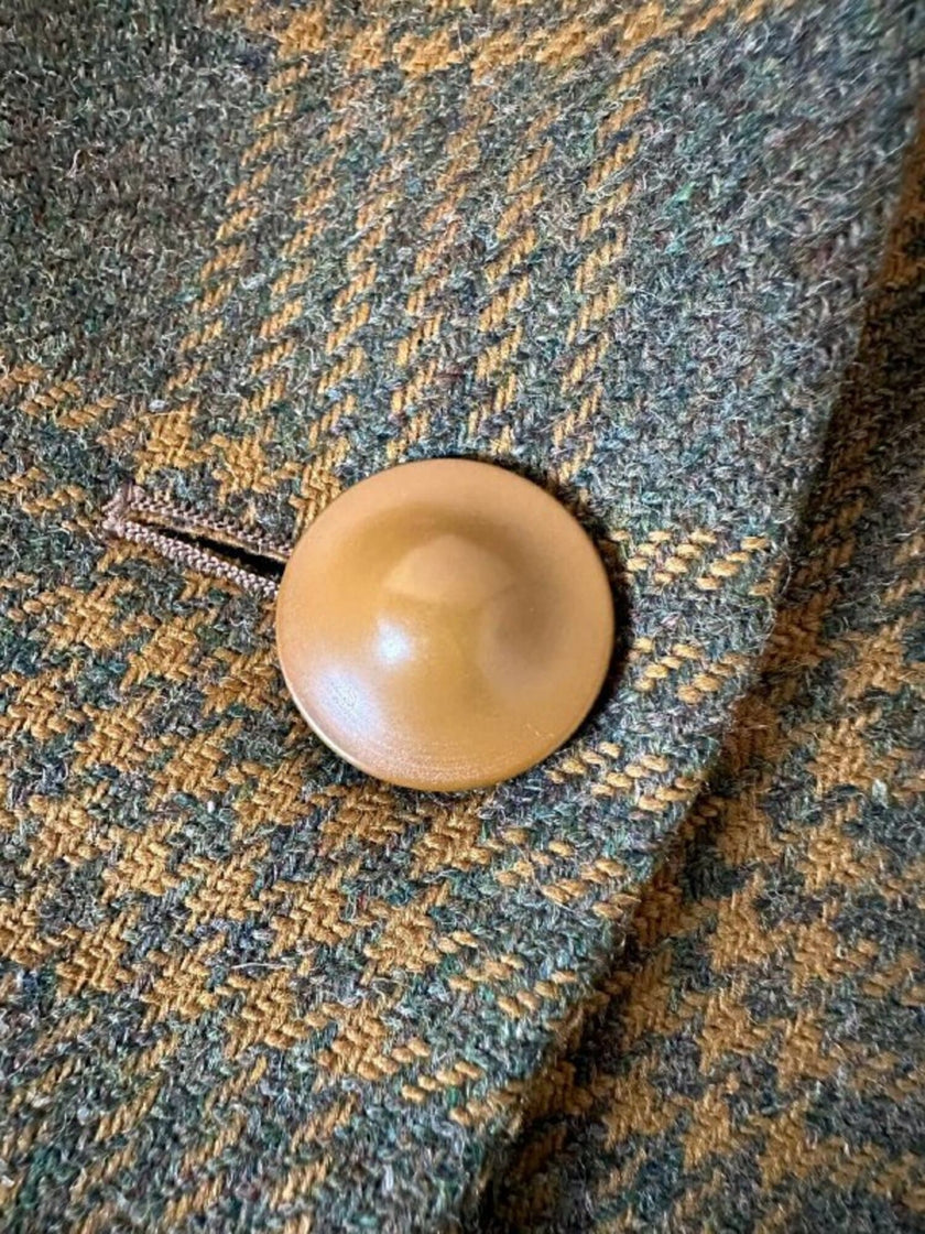 Blazer Yves Saint Laurent de lana con estampado de Príncipe de Gales verde y ocre