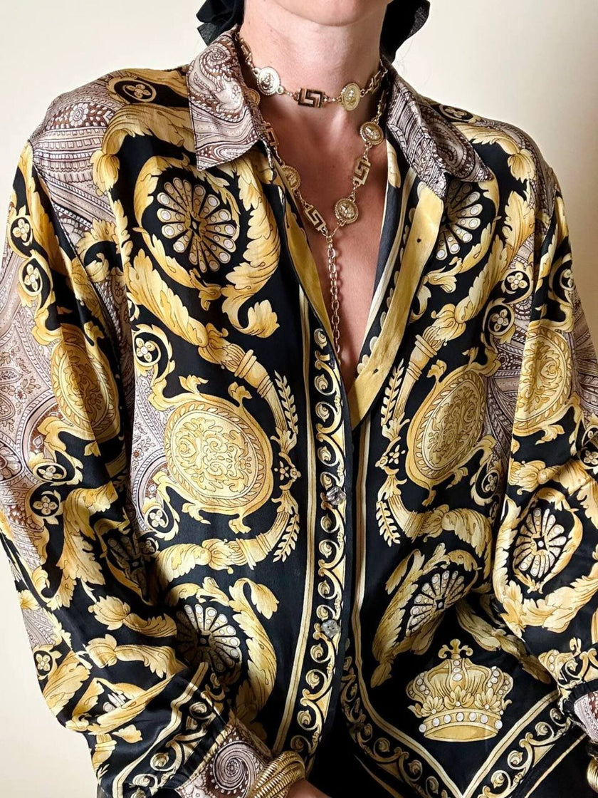 Camicia in misto seta fantasia barocca