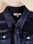 Camicia nera in raso di seta con cravattino “Yves Saint Laurent”