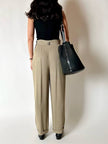 Vintage high-waisted Emporio Armani trousers in khaki Fil-à-Fil fabric