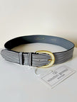 Vintage Valentino Garavani black and white striped belt with metal and resin hardware
