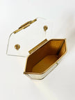 Box Bag vintage in lucite e metallo dorato effetto intrecciato
