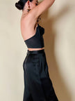 Bustier in raso di seta e pizzo nero “Ponsesina”