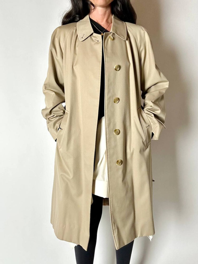 Vintage Burberry’s Trenchcoat aus beigem Gabardine mit passendem Gürtel und Check-Futter